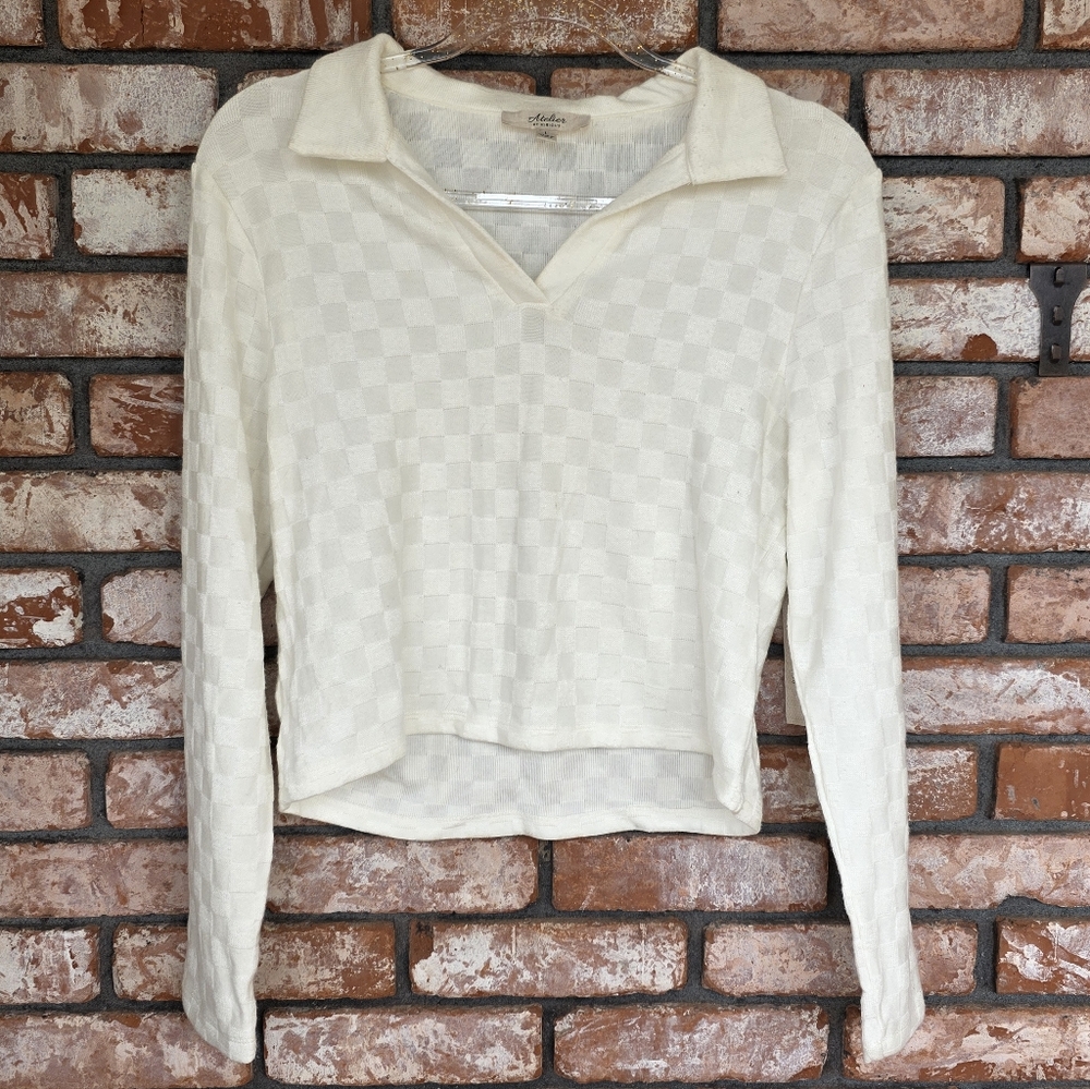 Nwt. Atelier Checkered Long Sleeve Top